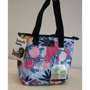 Fit & Fresh FFHT-006 Blue Lorella Posey Floral Print Hanover Lunch Tote Bag
